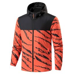 Men's camouflage outdoor windbreaker trendy brand Colour block jacket spring and autumn sports jacket thin camouflage hooded top