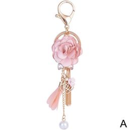 New Rose Flowers Keychain Cloth Flower Tassel Car Keychain Bag Ornaments Jewellery Trinket Creative Beautiful Gifts Pendant R2R78950564