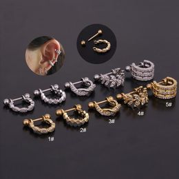 Other 1Pc Stainless Steel U Type Earring Barbell With Cz Hoop Cartilage Helix Daith Rook Lobe Ear Piercing Jewelry275e