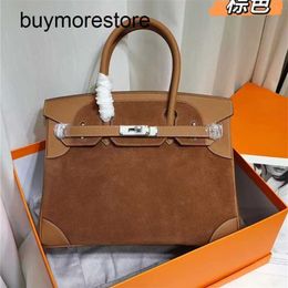 Handbag Suede Bag Birrks 7A Top Genuine Leather Handmade Winter Fashion Winter Imitation Fleece Platinum Fashion Temperament4640