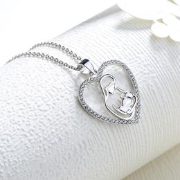 Necklaces Sodrov Sterling Silver 925 Mother and Child Love Pendant Necklace Heart Silver Necklac