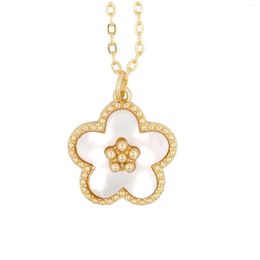 Pendant Necklaces 18K Gold Plated White Shell Clover Blossom Petals Necklace For Women Girls Cute Flower Spring Jewelry Drop Delivery Ottqx