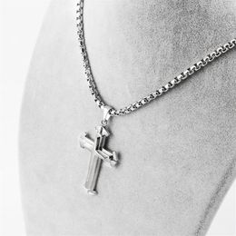 Pendant Necklaces For Mens Womens Trendy Religious Cross DIY Jewellery Box Chain 316L Long Choker Square Pearl Chains Accessories266g