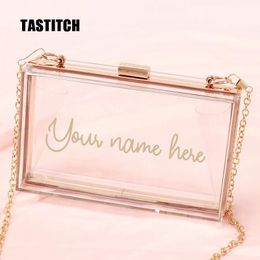 Bags Custom Name Acrylic Bags Personalised Clear Clutches Bridesmaid Handbags Transparent Evening Bag Letter Print Women Bag