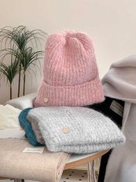 Internet celebrity solid Colour circular knitted sweater hat for women's autumn and winter face display small windproof hat ins warm pile hat