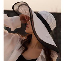 Women Hat Beach 16CM Wide Brim Straw Summer Hats For Ladies And Caps Bonnets Designer Sun Visor7817073