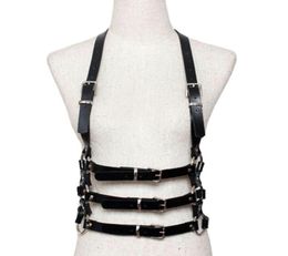 Belts Fashion Punk Cool Men Women Leather Belt Harajuku Artificial Body Harness Adjustable Three Lines Waist Straps7680195