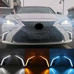 Lights 2Pcs For Lexus ES200 ES250 ES300h ES350 2018 2019 2020 2021 2022 LED Dynamic Turn Signal Daytime Running Light DRL Daylight Fog La