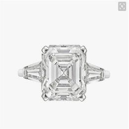 New Real 925 Sterling Silver Luxury Asscher Cut Diamond Wedding Engagement Ring for Women Silver Radiant Cut Ring Jewellery N64258R