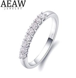 AEAW 14k White Gold 025ctw 2mm DF Round Cut EngagementWedding Topaz Moissanite Lab Grown Diamond Band Ring for Women6823080