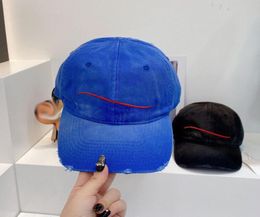 Fashion Designer Baseball Cap Washed Denim Hat Retro Hats Woman Winter Fitted Caps For Men White Red Stripe Mens Casquette4629330