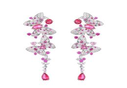 luxury butterfly dangle earring designer for woman S925 silver post party rose AAA zirconia silver white diamond earrings South Am8620726