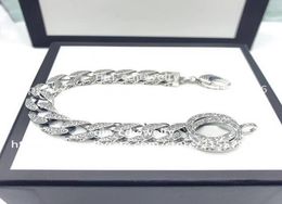 Luxury Designer Fashion Alphabet Antique Silver Enamel Bracelet Net Red Couple Birthday Wedding Engagement Gift6032961