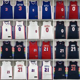 2023-24 New City Allen 3 Iverson Basketball Jersey 21 Joel 0 Tyrese Embiid Maxey Blue Red Stitched Jerseys Men