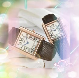 Beautiful Square Roman Tank Dial Lovers Watch Women Men Clock Quartz Movement Rose Gold Silver Cute Business Leisure Boy Girl Party Dress Watches Gifts