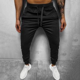 Men's Pants Hiphop Comfy Solid Colour Lace-up Track Cuff Workout With Pocket Stretch Waist