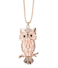 Opal Owl Sweater Chain Necklaces Fashion Trendy Women Statement Charm Animal Design Pendant Necklace Lady Girl Jewelry Accessories3664190