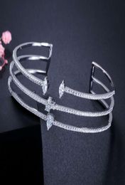 New Fashion Women Bracelets Bangles for Party Wedding 18K White Gold Plated CZ Bracelet Bangle for Bride Nice Gift9776306