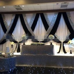 Party Decoration 10ftx20ft Black White Wedding Backdrop Curtain With Silver Sequin Stage Swag Po Booth Backdrops Christmas Decor