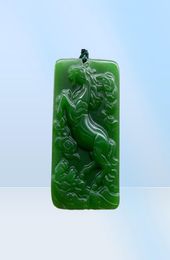 Xinkeng Xinjiang Hetian jade jasper immediately money pendant outer Mongolian spinach green Zodiac horse pendant jade whole3745715