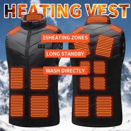 Jackets 15 Zones Heated Vest for Men Women 15Zone Winter Electric Heating Vest Washable Heating Jacket with 3 Heating Levels