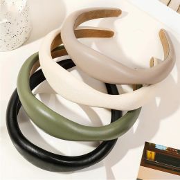 High Skull Top Pu Leather Headband Irregular Solid Colour Leather Hair Hoop Non-slip Head Hoop Girl Women Hair Accessories DIY