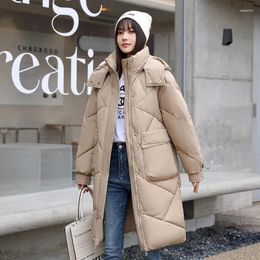Women's Trench Coats Oversize 3xl Mid Length Winter Parkas Casual Windproof Padded Jackets Snow Wear Hooded Cotton Down Women Fluffy