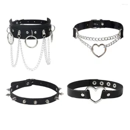 Pendant Necklaces 4 Pcs Punk Choker Necklace Chokers For Women Goth Spike Collar