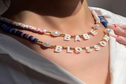 Chains Handmade Custom Name Letter Clay Beads Necklace For Women Natural Shell Initials Color Polymer Bead Choker Jewelry Gifts2404851