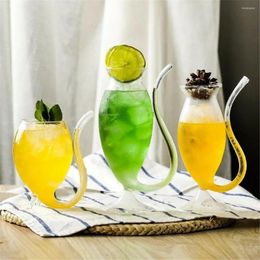 Wine Glasses 1PCS Whiskey Glass Heat Resistant Sucking Juice Milk Drinking Tube Straw Cup Creative High Quality