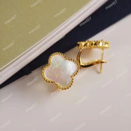 Stud Stud hot clover designer earring Clover designer Studs ear clip mother of pearl Mid size 1.5cm Ladies Earring Sterling Silver Ear