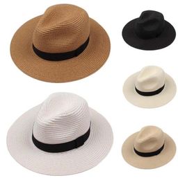 Wide Brim Hats Summer Unisex StrawHat Fashion Straw Sunshade Roll Up Fedora Beach Sun Hat Ladies Outdoor Chapeau Femme5002317