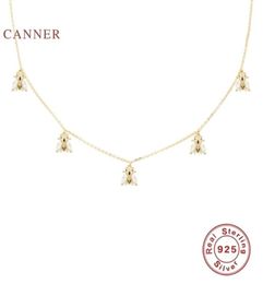 CANNER Real 925 Sterling Silver Necklace For Women Geometric Clavicle Chain Bee Tassel Jewellery Pendant 18K Collar Joyero 2106212556839332