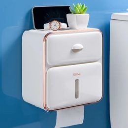 Multifunctional Tissue Box Free Punch Roll Paper Storage Rack Kitchen Wall Hanging Drawer Type Toilet Holder For Bathroom 231225