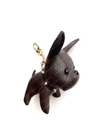 2021 Keychain Bulldog Key Chain brown flower leather men women handbags Bags Luggage Accessories Lovers Car Pendant 7 Colours with 6545929