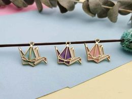 30pcs Cute Make A Wish Crane Enamel Charms Pendants Gold Tone Metal Charms Fit Jewellery DIY Accessories Earring Floating Handmade7155777