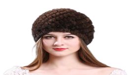 Quality imported mink casual beanie hat sleeve head cap mink pineapple pattern knit hat Y2010246664929