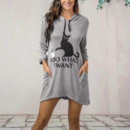 Sweatshirts Plus Size Hoodies Women I Do What I Want Letter Print Cat And Cup Ear Pattern Pocket Oversized Sweatshirt Spring Autumn Pullover