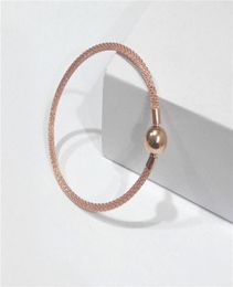 Luxury Fashion 18K Rose gold Bracelets Original box for 925 Silver net Chain Bracelet Women jewelry8354972