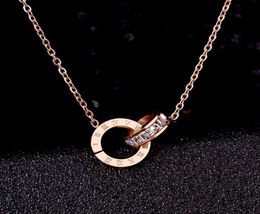 Ins fashion Pendant necklace Jewellery men women Rome double ring full cz two rows octagonal screw cap love couple gift7299375