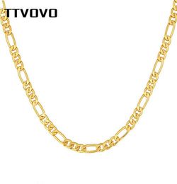 TTVOVO Men039s Gold Filled Figaro Necklaces Men Women 5MM Wide Cuban Curb Link Chain for Pendant Hip Hop Jewelry Gifts6314210