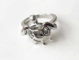 Cage Ring Can Open And Hold 8mm Pearl Crystal Gem Bead Cage Ring Mounting 18kgp Adjustable Size Turtle Ring1670893