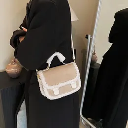 Omuz Çantaları Kış Crossbody Women Bag Basit ve Fashionlamb Peluş Peluş Lady Küçük Kare Çanta Birden Fazla Kesintiler