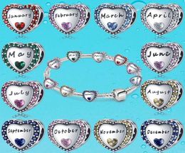 925 Silver Fit P Charm 925 Bracelet Birthstone Charms charms set Pendant DIY Fine Beads Jewelry9682179