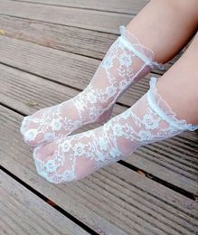 40p/l koronkowe skarpetki Tube Baby Socks Princess Lace Mesh Summer Fashion High Socks 231225