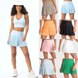 Lemon Yoga Pleated Skirts Outfits Tennis Golf Sports Shorts with Inside Pocket Womens Leggings Quick Dry Breathable Pants Running Exercise Fitness Gym Clothes