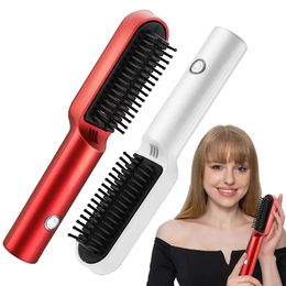 Wireless Hair Straightener Brush For Women Men Portable Rechargeable Cordless Beard and Straightening Comb AntiScald 231225