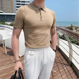 Men's Polos 2023 Fashion Brands Polo Shirt Summer Slim Fit Short Sleeve Solid Color Casual Business Formal Men Clothing