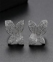2022 Choucong Stud Earrings Luxury Jewellery 18K White Gold Fill Pave White Sapphire CZ Diamond Gemstones Party Promise Women Flower2030976