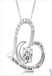 Pendant Necklaces S925 Sterling Sier Necklace For Women I Love You To The Moon And Back Wife Birthday Gifts Mum Msee Pics Day Drop8127082